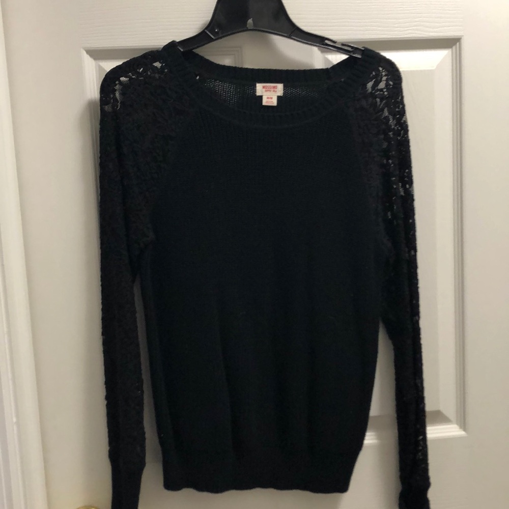 Black lace sleeve sweater